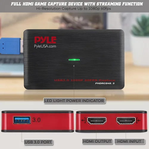 Miniatura 2 de Pyle Tarjeta de captura de EE. UU., tarjeta de captura de video HDMI 4K, 1080P 60FPS, tarjeta de captura HDMI a USB 3.0 para transmisión en vivo