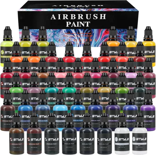 Miniatura 8 de Pintura para aerógrafo, 24 colores, juego de pintura para aerógrafo de 1 onza líquida, colores opacos y brillantes, kit de pintura acrílica