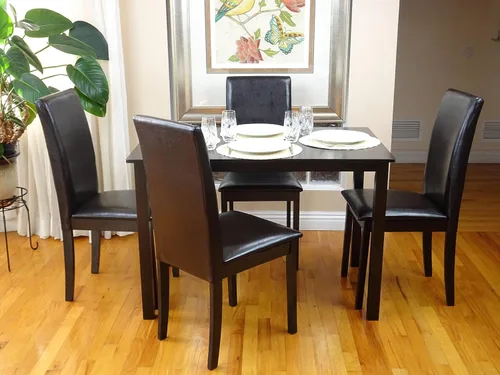 Miniatura 5 de Mesa rectangular clásica de madera maciza moderna en acabado negro espresso