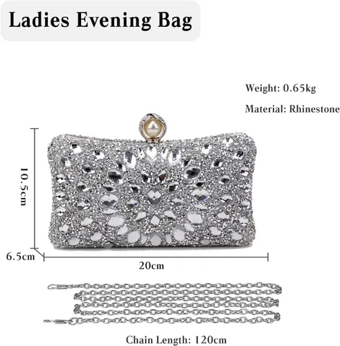 Miniatura 3 de Bolso de noche de diamantes de imitación para mujer, bolso de mano multicolor de lujo, bolso de boda nupcial