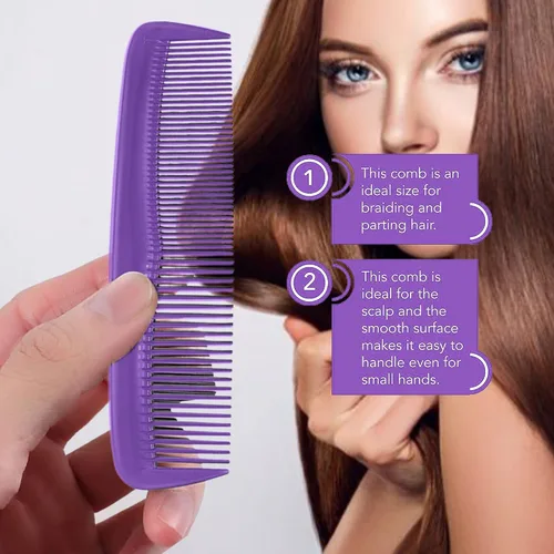 Miniatura 4 de Soft 'N Style Cuidado del cabello, 4 paquetes de peines irrompibles - peine para hombres/peine de dientes finos/peines para cabello Púrpura
