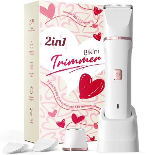 Miniatura 19 de Risina Recortadora de bikini eléctrica para mujer, afeitadora recargable 3 en 1, impermeable, removedor de vello púbico inalámbrico, portátil, sin