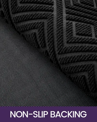 Miniatura 6 de DEXI Tapete para puerta delantera, entrada exterior, 17 x 29 pulgadas, tapete de goma para puerta trasera, resistente, antideslizante de perfil negro