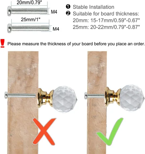 Miniatura 2 de uxcell 10 pomos de cristal de 0.787 in de diámetro, base de aleación de aluminio, perilla de forma redonda, manija de cajón para muebles, puerta