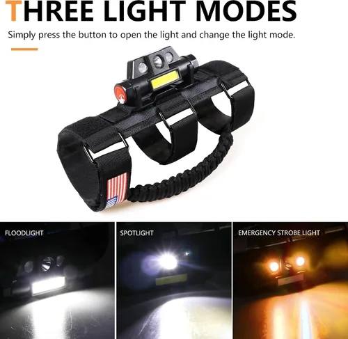 Miniatura 3 de Asas de agarre de barra antivuelco con luz de cúpula para Jeep Wrangler CJ YJ TJ JK JL Gladiator JT 1945-2025 2.0-4.0 pulgadas, jaula antivuelco, 2