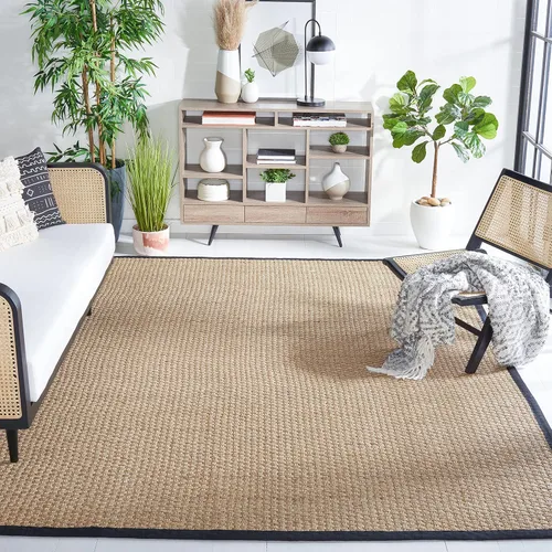 Miniatura 132 de Safavieh Natural Fiber NF114P - Alfombra redonda de hierba marina, tejido de canasta, con borde, de 244 cm, color gris Natural/ gris