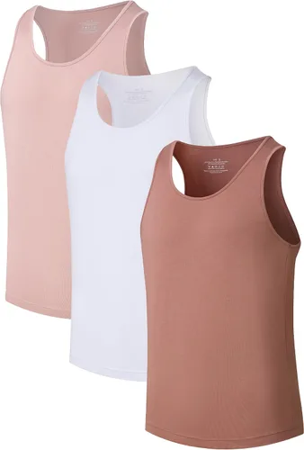Miniatura 12 de COLORFULLEAF Camisetas sin mangas de rayón de bambú para hombre, camisetas sin mangas elásticas con cuello redondo (1 o 3)
