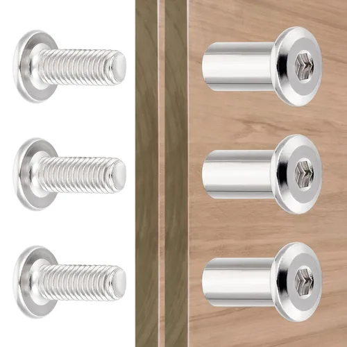 Miniatura 5 de Juego de 25 tornillos de metal para muebles M6x15mm Silver para muebles, juego de brocas hexagonales métricas, tornillos de cubierta de metal