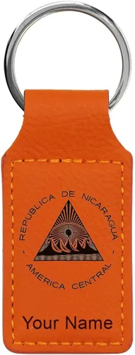 Miniatura 13 de LaserGram Llavero rectangular, bandera de Nicaragua, grabado personalizado incluido, Bambú