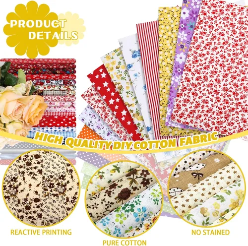 Miniatura 3 de Moukeren 500 piezas de cuadrados de tela de algodón de 4 x 4 pulgadas precortados, paquetes de tela de patchwork para acolchado, cuadrados de colcha
