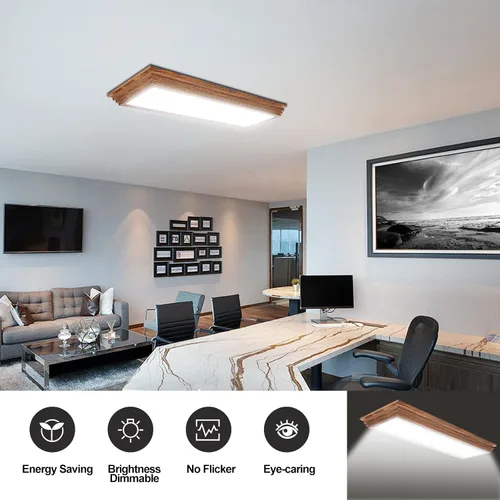 Miniatura 9 de FAITHSAIL - Lámpara LED de 2 pies con CCT seleccionable de 3000K/4000K/5000K, regulable, lámpara LED lineal de 2 pies con aspecto de madera, 30W
