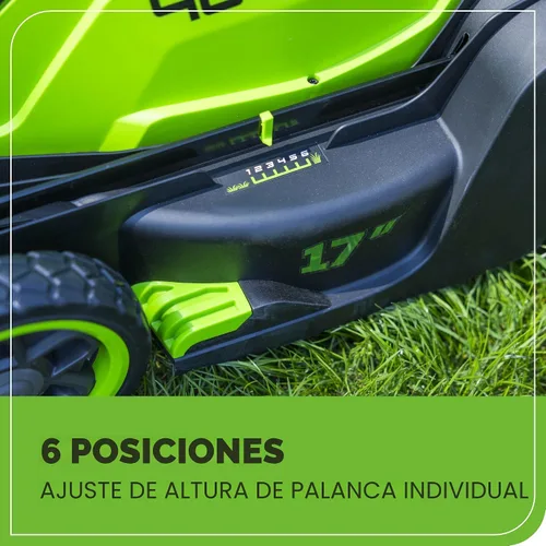 Miniatura 7 de Greenworks Cortacésped inalámbrico de 40 V y 17 pulgadas, motor sin escobillas, batería de 4.0 Ah y cargador (más de 75 herramientas compatibles)