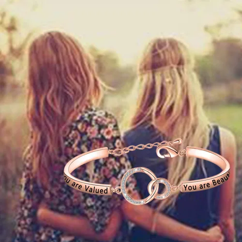 Miniatura 6 de LQRI Inspirational Jewelry - Pulsera de mantra motivacional con texto en inglés You Are Loved You Are Valued You Are Beautiful Self Esteem Daughter