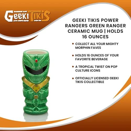 Miniatura 7 de Geeki Tikis Power Rangers Green Ranger - Taza de cerámica de 16 onzas Vasos de cóctel, taza de cerveza para licor, bebidas, bebidas de pub, vasos