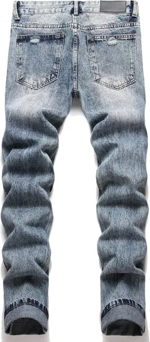 Miniatura 2 de OIIIO Pantalón vaquero de pierna recta rasgados para hombre