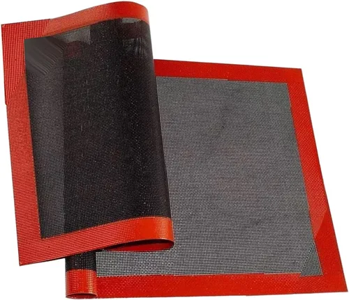 2 alfombrillas perforadas de fibra de vidrio de silicona para hornear pasteles, galletas, pan, pizza, multifuncional con distribución uniforme del