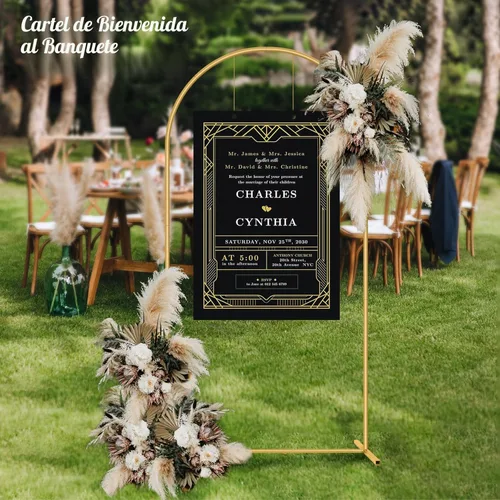 Miniatura 3 de Soporte de Arco de Boda de Metal de 6.6 Pies Dorado Cuadrado Marco de Fondo Arqueado para Fiesta Ceremonia Cumpleaños Nupcial Baby Shower Jardín