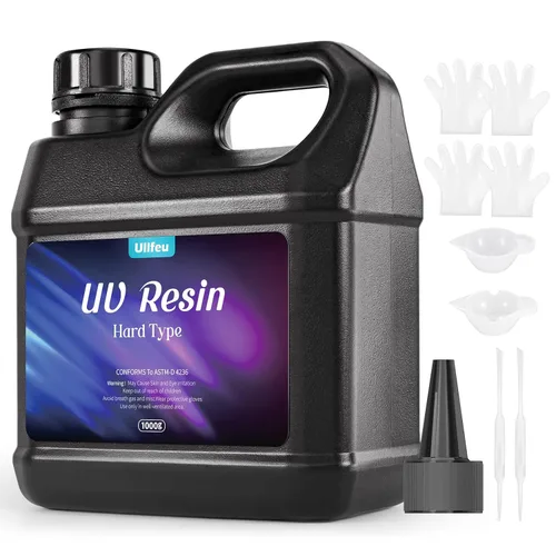 Kit de Resina UV 1000g a Granel Sin Olor Resina de Epoxi UV Transparente Mejorada Resina de Curación Rápida y Dura Kit para Hacer Joyas Manualidades