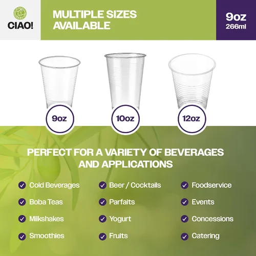 Miniatura 5 de CIAO! Vaso desechable acanalado de polipropileno de 9 oz (caja de 1,000)
