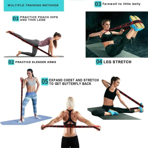 Miniatura 3 de Bandas de resistencia de fitness para estiramiento y yoga, banda de resistencia elástica numérica con marcas, banda de resistencia numerada bandas