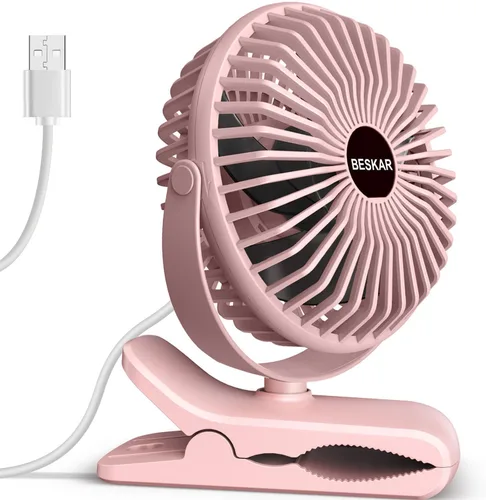 Miniatura 10 de BESKAR Ventilador de clip alimentado por USB, ventilador portátil de 6 pulgadas con cable, 3 velocidades de flujo de aire fuerte, ventilador pequeño