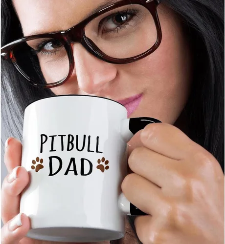 Miniatura 2 de 3dRose Pitbull Dog Dad - Taza de 11 onzas, color negro