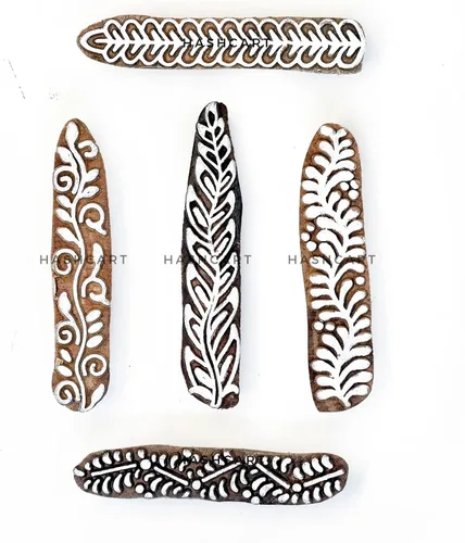 Miniatura 2 de Mehndi - Bloques de impresión de madera, patrón de borde, sellos de impresión para tarjetas, álbumes de recortes, tela, arcilla, tatuaje