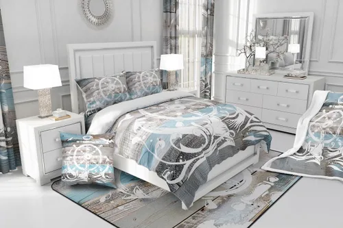 Miniatura 5 de Erosebridal Funda de edredón de ancla náutica, juego de ropa de cama con brújula oceánica, tamaño individual para niños, adolescentes, adultos