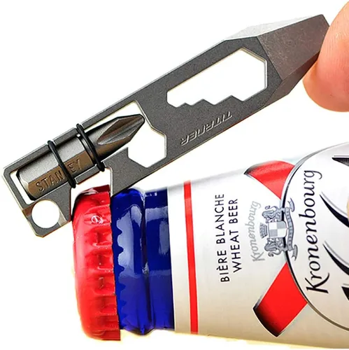 Miniatura 2 de Herramienta de titanio multiherramienta para abridor de botellas, destornillador herramienta EDC Gear Llavero Herramientas (gris)