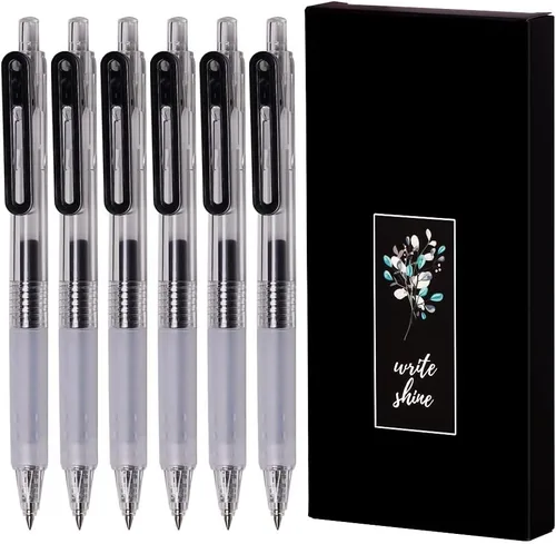 Bolígrafos de punta ultrafina 0.38 de escritura suave retráctiles para diario, planificador, toma de notas, punta de 0.38 mm, tinta negra de secado