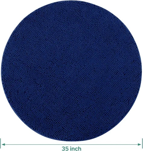 Miniatura 2 de HOMEIDEAS Alfombra de baño redonda, felpilla de lujo, extra suave y absorbente, antideslizante, lavable a máquina (rojo borgoña, 2 pies)