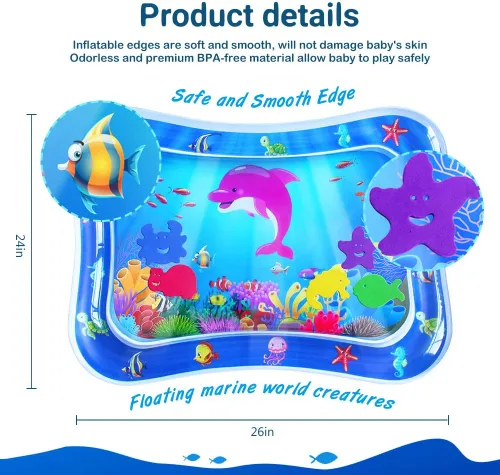 Miniatura 3 de ZMLM Alfombrilla Acuática para Tiempo de Barriga de Bebé: Juguetes para Bebés, Regalos para Recién Nacidos, Inflable, Alfombrilla de Juego Sensorial