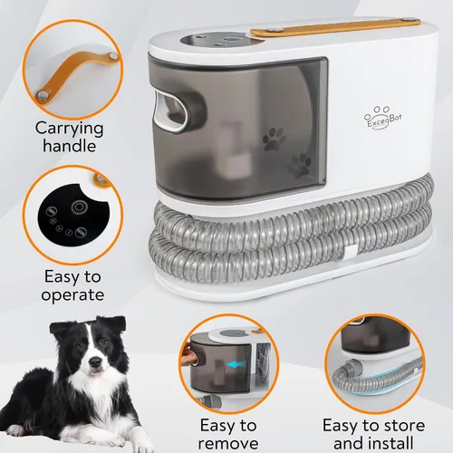 Miniatura 8 de Aspiradora de aseo para mascotas para perros y gatos, succión fuerte de 12 kPa, ≤ 50 dB silenciosa, taza de polvo de 2 litros, kit de aseo 5 en 1