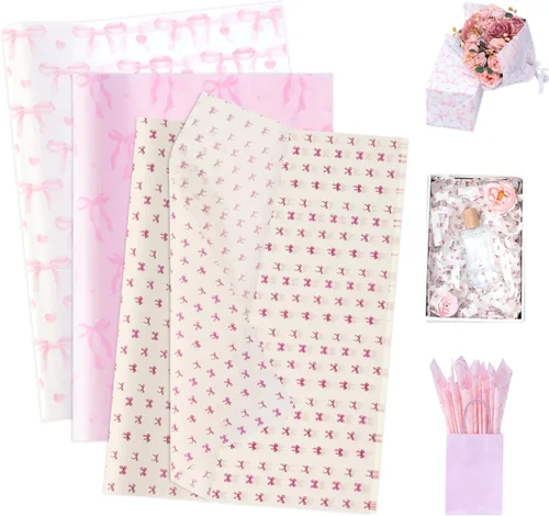 Miniatura 27 de Larcenciel Papel de seda negro, papel de seda floral vintage para bolsas de regalo, cajas, envoltura, manualidades, suministros de embalaje de arte