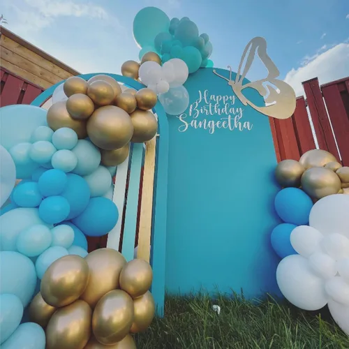 Miniatura 4 de Globos de látex azul dorado y blanco, paquete de 50 globos azul claro de 12 pulgadas, globos de helio para niños, baby shower, cumpleaños, despedida