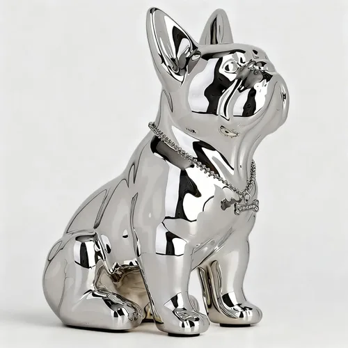 Miniatura 13 de Estatua negra de bulldog francés, estatua de pug sentado de resina, escultura de bulldog inglés para decoración del hogar, decoración de escritorio