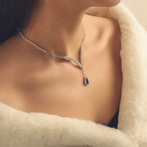 Miniatura 7 de EARENT Conjunto de joyas azul real collares de boda para mujer