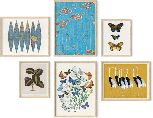 HAUS AND HUES Impresiones de arte vintage, pósteres de mariposa para estética de habitación, vintage, carteles de naturaleza, carteles botánicos