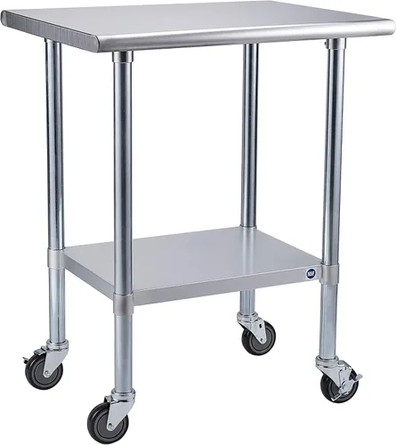 Miniatura 80 de Mesa de acero inoxidable para preparación y trabajo con protector contra salpicaduras, 24x72 pulgadas