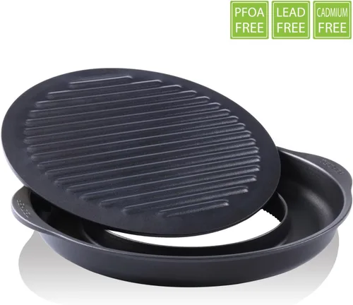 Miniatura 5 de TECHEF - sartén parrilla antiadherente, para interior y exterior, sin humo. Plato y charola de goteo, juego de parrilla., Estándar, Negro