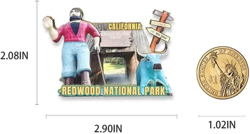 Miniatura 3 de Imán del Parque Nacional de Redwood de los E.E.U.U. Imán del refrigerador de madera 3D, monumentos de viaje, coleccionables, recuerdos, decoración