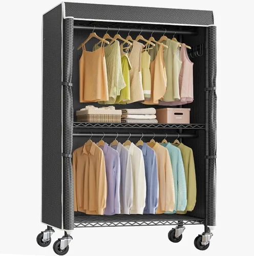 Miniatura 11 de VIPEK R2C Perchero de Ropa Mediano de Servicio Pesado con Ruedas, Perchero Rodante con Cubierta, Perchero de Ropa Ajustable para Colgar Ropa