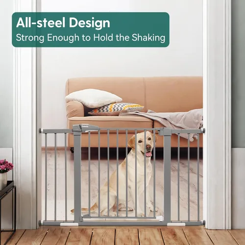 Miniatura 6 de BABELIO Extensor de puerta de metal para bebé/perro, extensión de puerta gris para mascotas de 5.5 pulgadas (5.5 in), accesorios de puerta extra