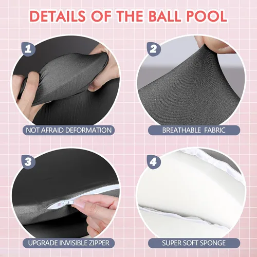 Miniatura 5 de Fosa de pelotas de espuma, 35" x 12" Fosas de pelotas para niños pequeños, Piscina de pelotas redonda suave para bebés y niños pequeños, Regalo