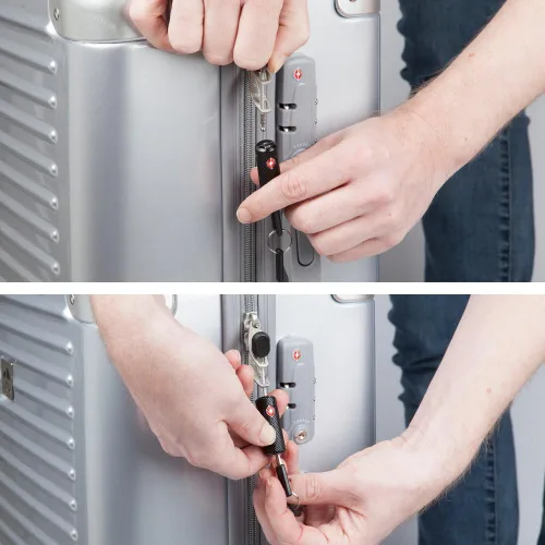 Miniatura 6 de Paquete de 2 cerraduras de equipaje aprobadas por la TSA con llaves para viajes, mini candado flexible y ultra seguro y material de aleación de zinc