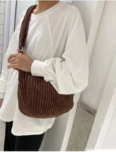 Miniatura 3 de Bolso Hobo de pana pequeño para mujer, con correa ancha, bolso cruzado para el hombro, bolso casual para uso diario