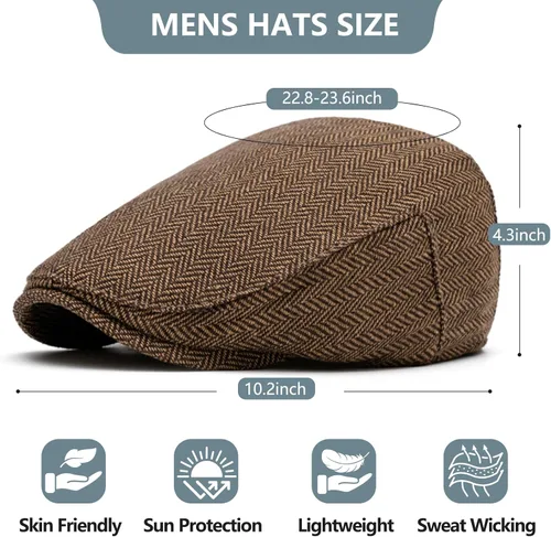 Miniatura 5 de meioro Gorra plana de espiga para hombre, gorra clásica de tweed de Newsboy, gorra de mezcla de lana, gorra plana de Gatsby, gorras de hiedra