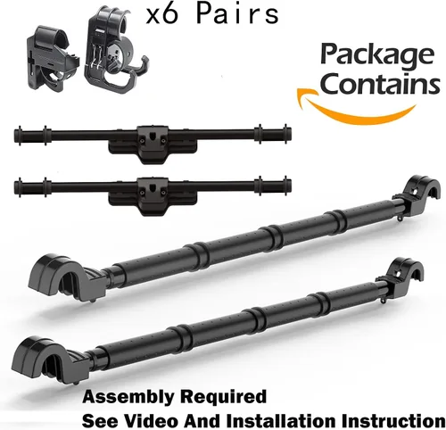 Miniatura 6 de LITTLEMOLE Soporte para Caña de Pescar para Vehículos, Capacidad para 6 Cañas, Resistente Ajustable de 34-57 Pulgadas, Portacañas de Techo