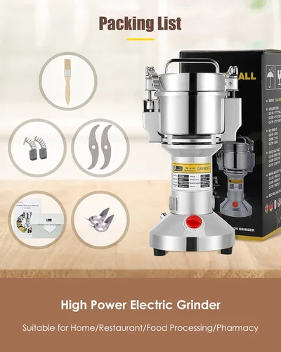 Miniatura 6 de CGOLDENWALL Molinillo eléctrico de grano de 10.58 oz, molinillo de especias mejorado, pulverizador de acero inoxidable para especias secas, hierbas