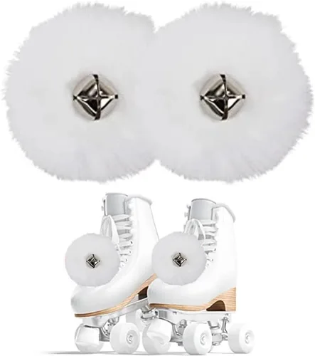 Miniatura 13 de 2 pompones para patinaje sobre ruedas para mujeres y niñas, de princesa, para patinaje sobre hielo, bolas de pompón con cascabeles peludos para Rosa